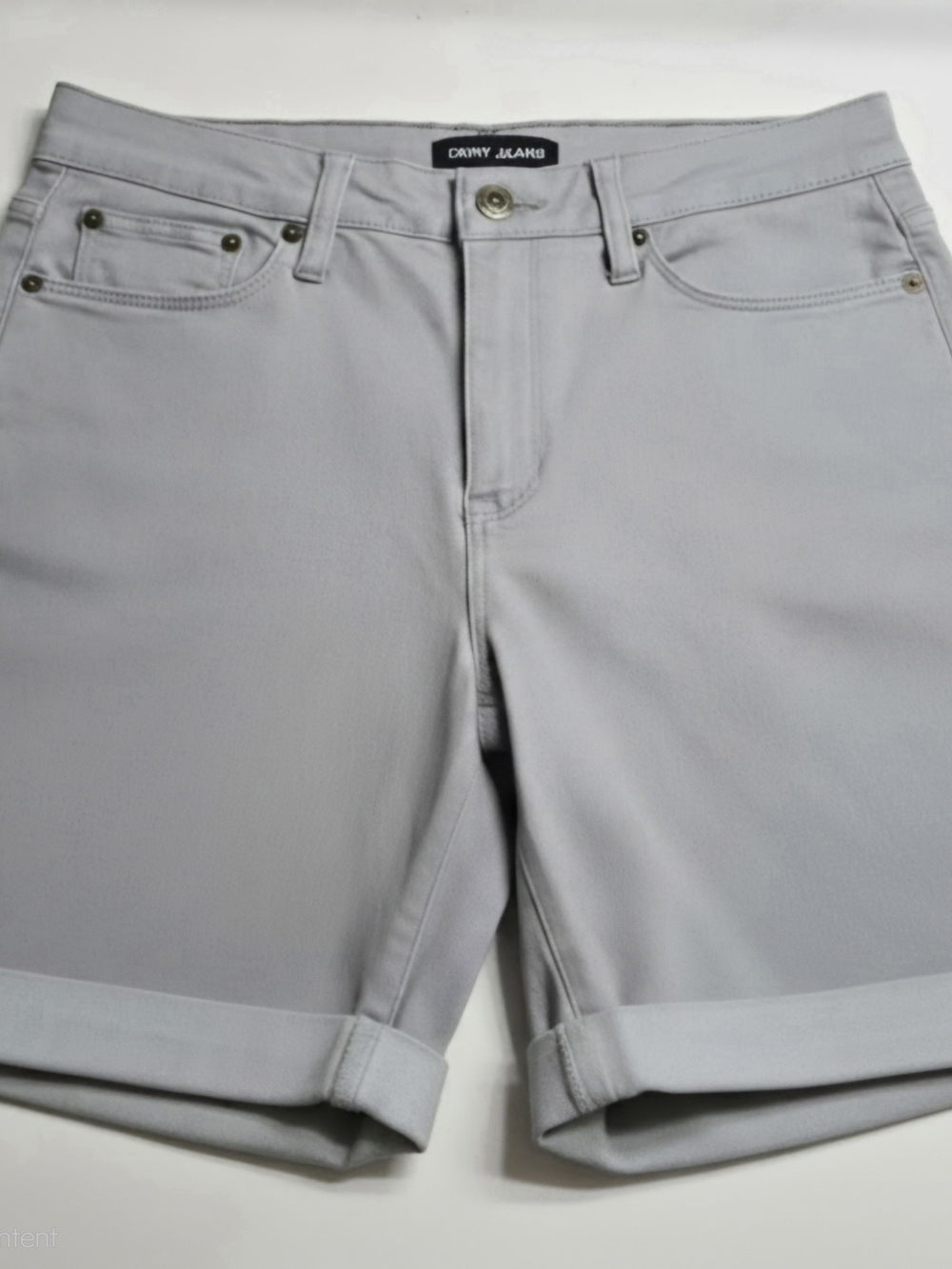 DKNY Light Gray Stretch Denim Cuffed Shorts Size 6